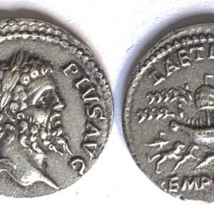 Denario Septimio Severo y Laetitia.