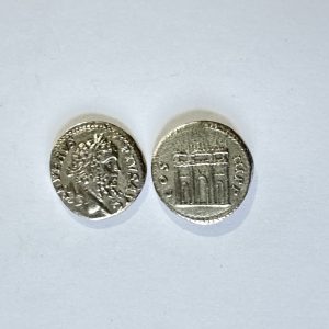 Denario Septimio Severo. Arco de Triunfo.